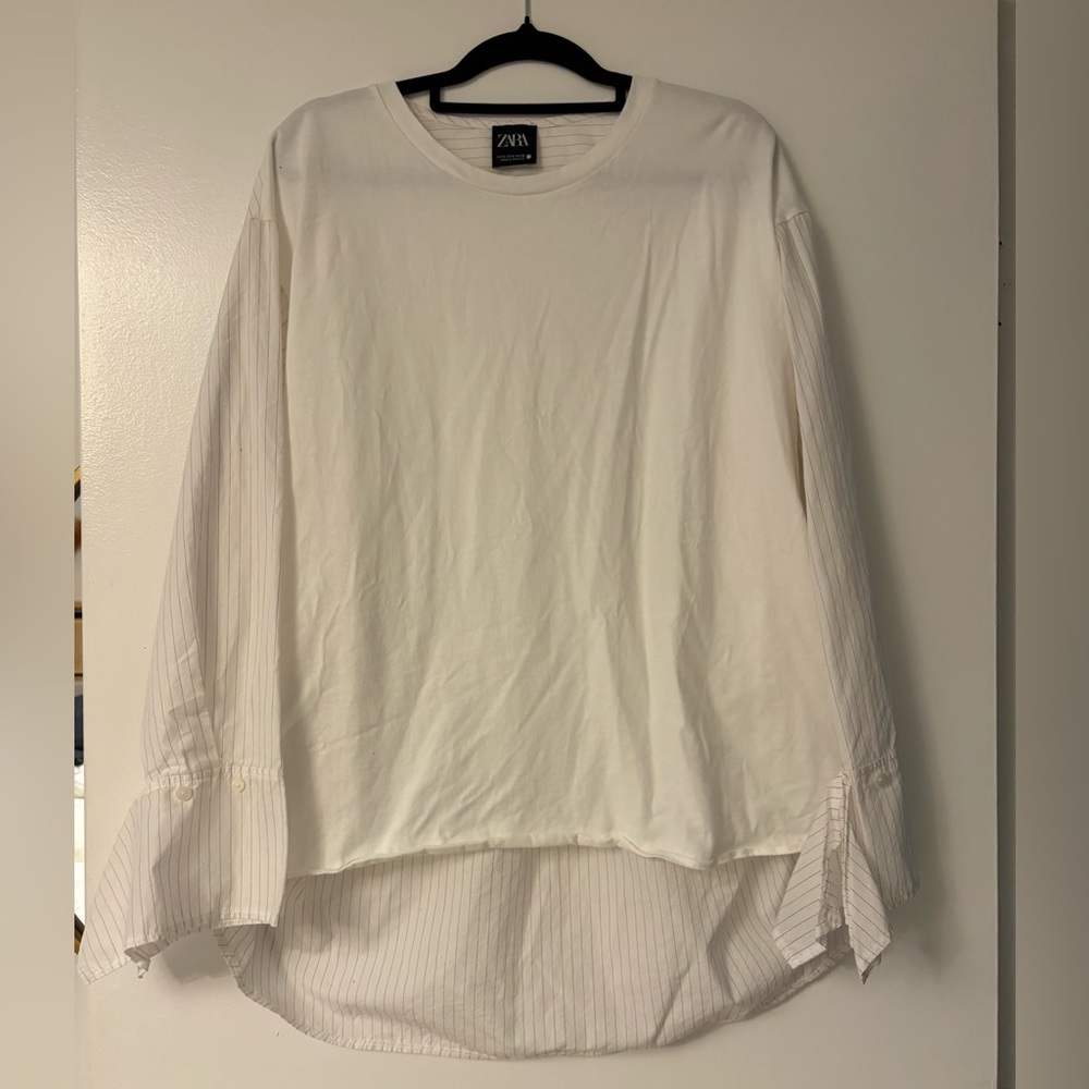 Zara Cream Long Sleeve Blouse